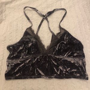 slate color velvet bralette